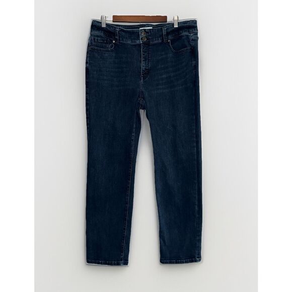 Lane Bryant Tighter Tummy Fit Straight Jeans High Rise Dark Wash Stretch 18 Plus - Picture 1 of 16